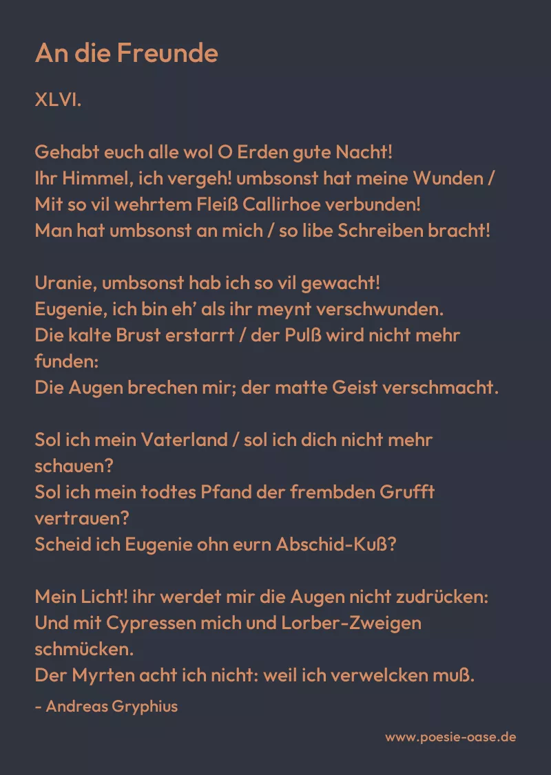 Gedicht: An die Freunde von Andreas Gryphius