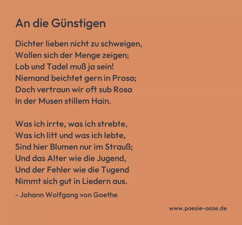 Gedicht: An die Günstigen von Johann Wolfgang von Goethe