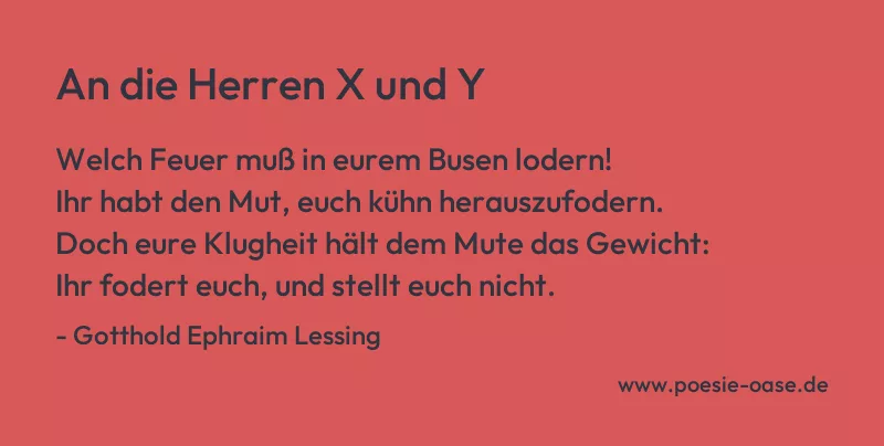 Gedicht: An die Herren X und Y von Gotthold Ephraim Lessing