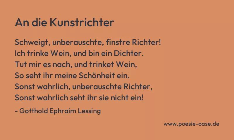 Gedicht: An die Kunstrichter von Gotthold Ephraim Lessing