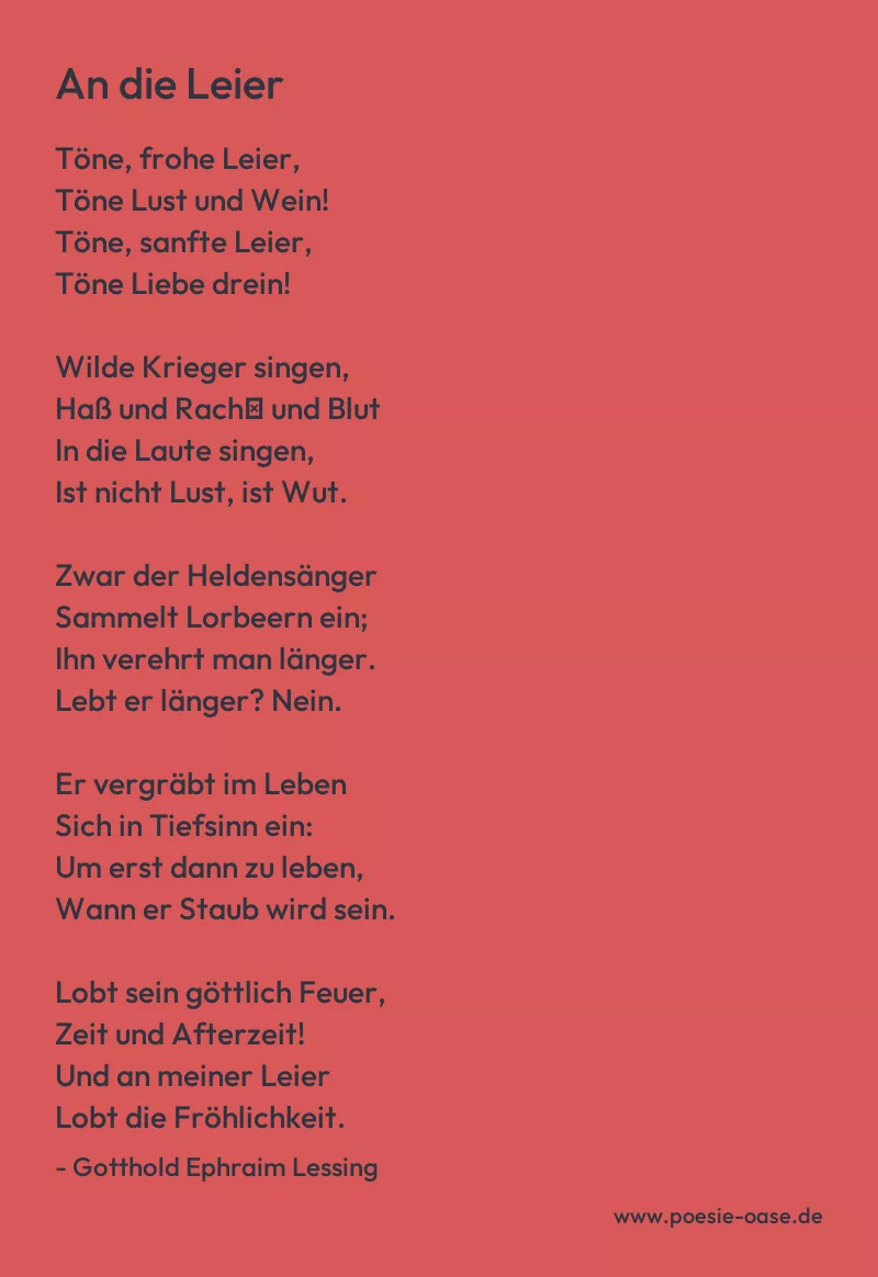 Gedicht: An die Leier von Gotthold Ephraim Lessing