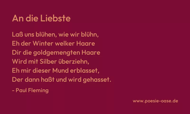 Gedicht: An die Liebste von Paul Fleming