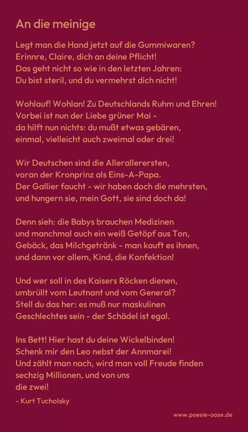 Gedicht: An die meinige von Kurt Tucholsky