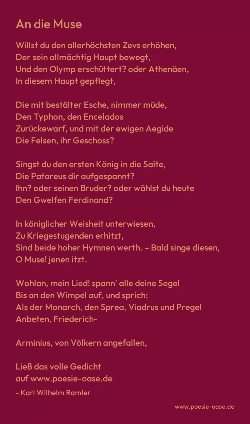 Gedicht: An die Muse von Karl Wilhelm Ramler