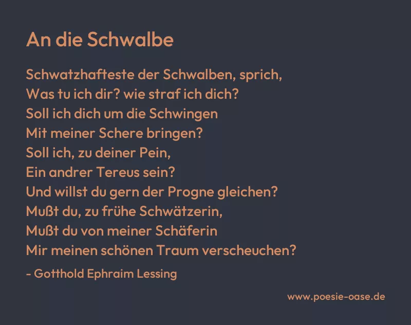 Gedicht: An die Schwalbe von Gotthold Ephraim Lessing