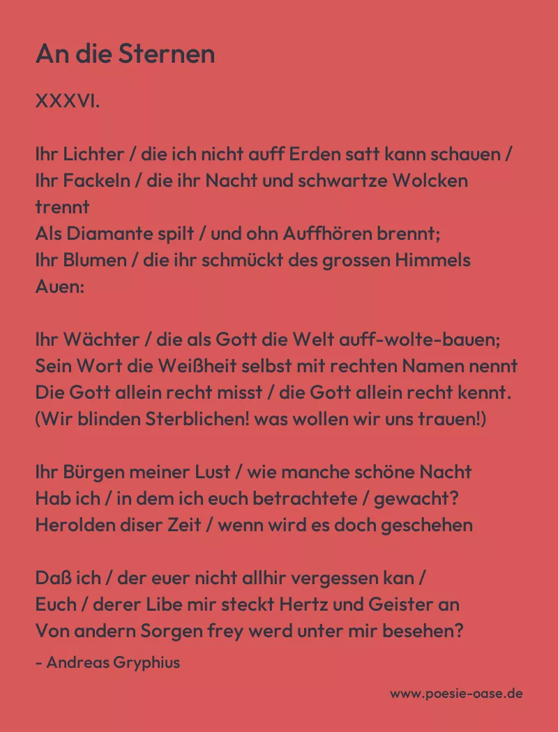 Gedicht: An die Sternen von Andreas Gryphius