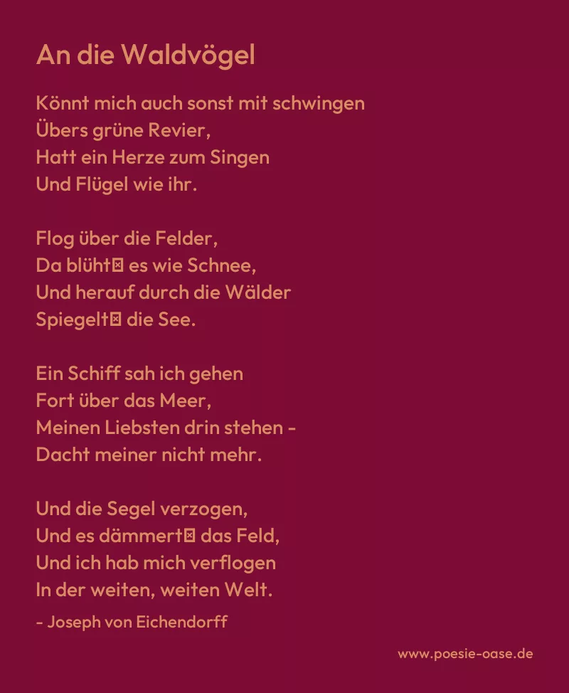 Gedicht: An die Waldvögel von Joseph von Eichendorff