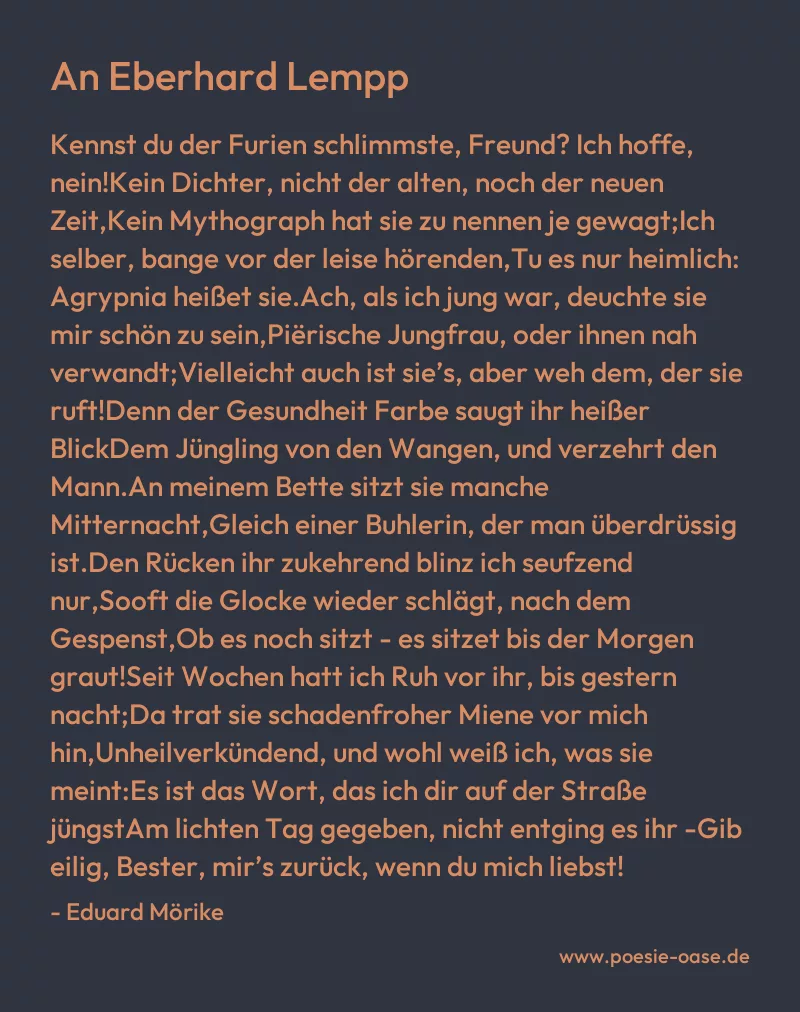Gedicht: An Eberhard Lempp von Eduard Mörike