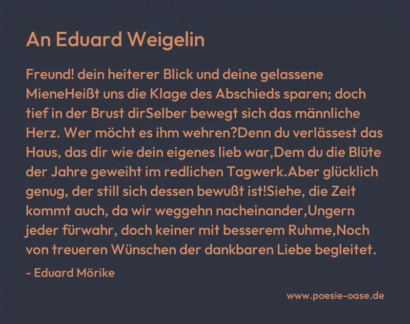 Gedicht: An Eduard Weigelin von Eduard Mörike