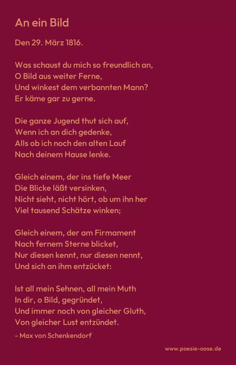 Gedicht: An ein Bild von Max von Schenkendorf