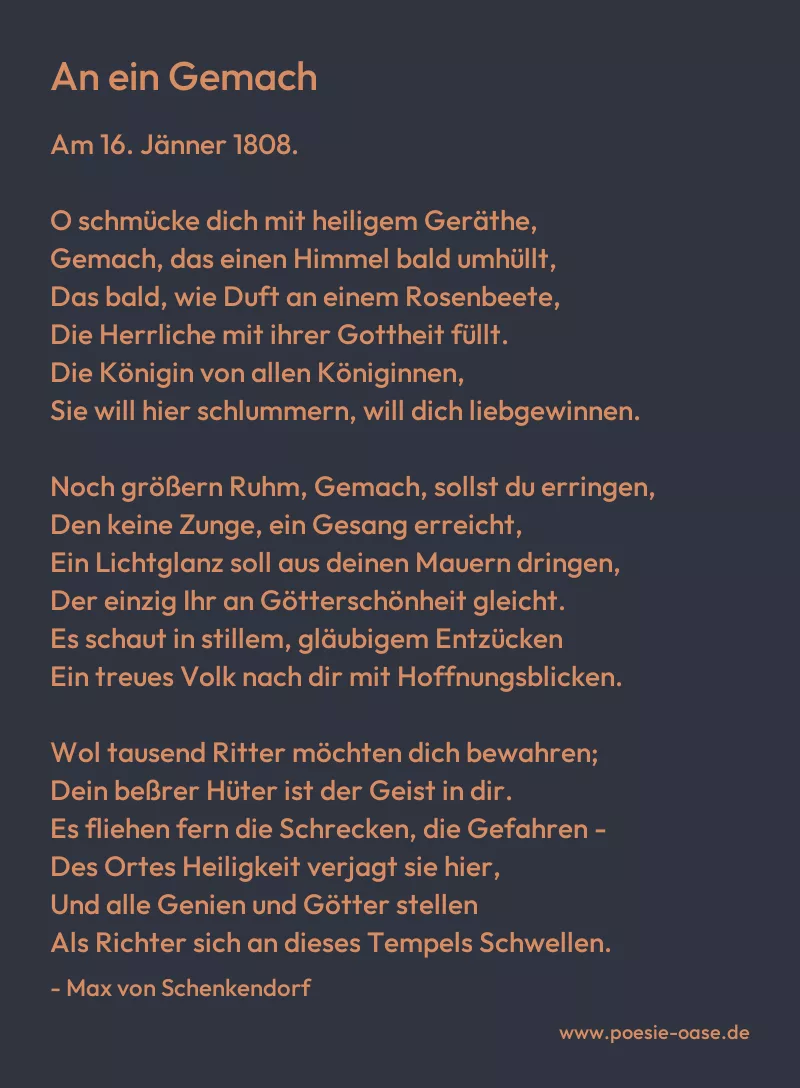 Gedicht: An ein Gemach von Max von Schenkendorf