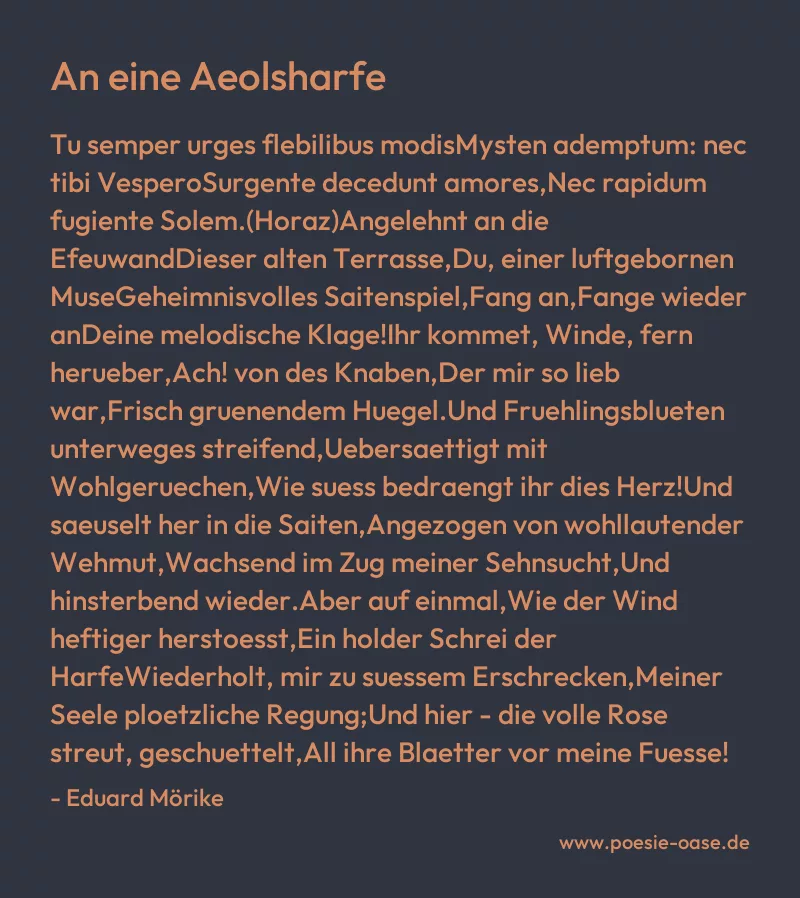 Gedicht: An eine Aeolsharfe von Eduard Mörike