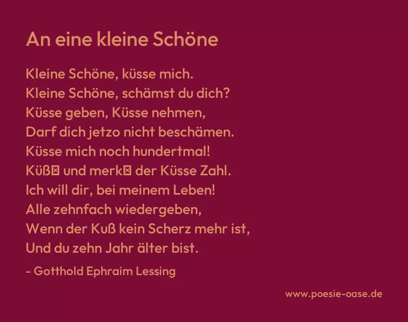 Gedicht: An eine kleine Schöne von Gotthold Ephraim Lessing