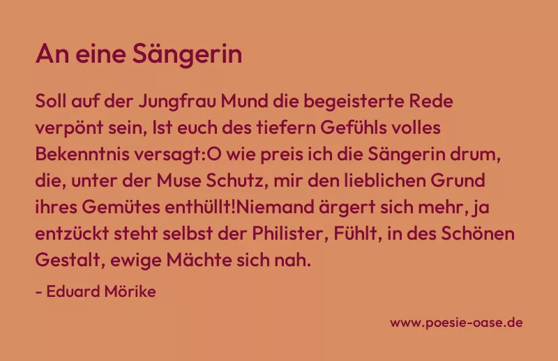 Gedicht: An eine Sängerin von Eduard Mörike