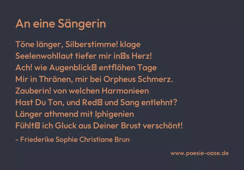 Gedicht: An eine Sängerin von Friederike Sophie Christiane Brun