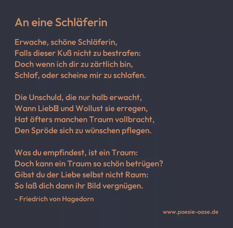 Gedicht: An eine Schläferin von Friedrich von Hagedorn