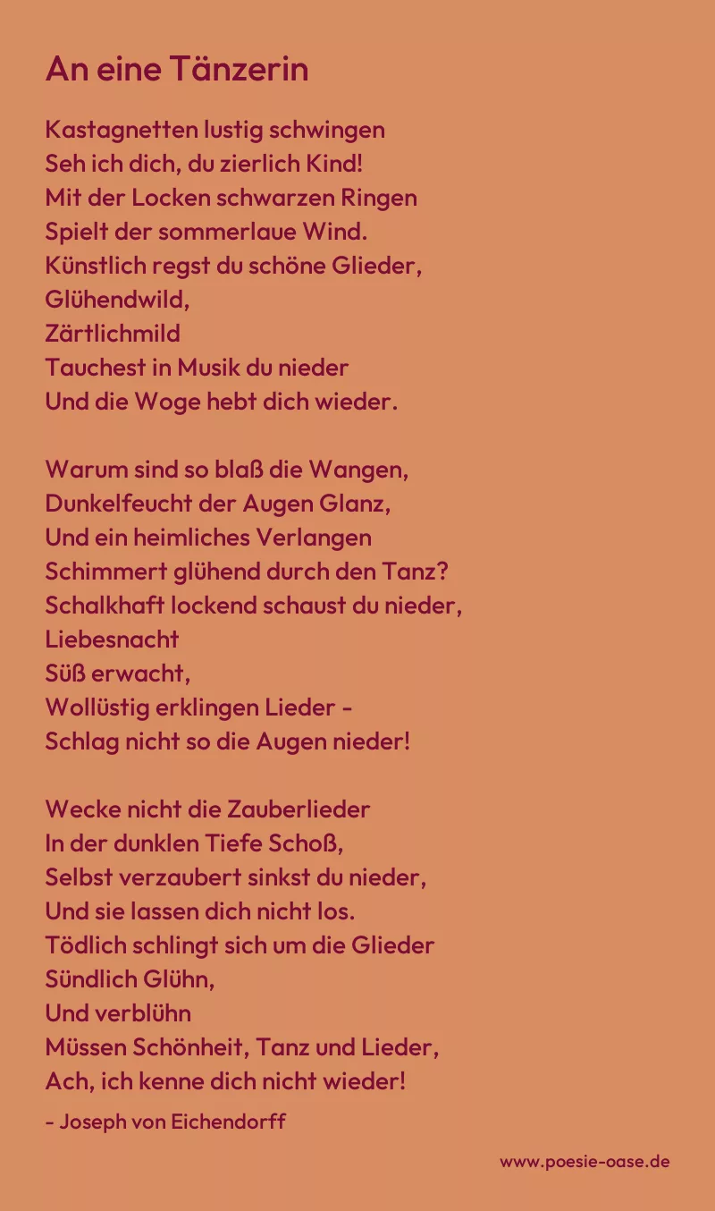 Gedicht: An eine Tänzerin von Joseph von Eichendorff