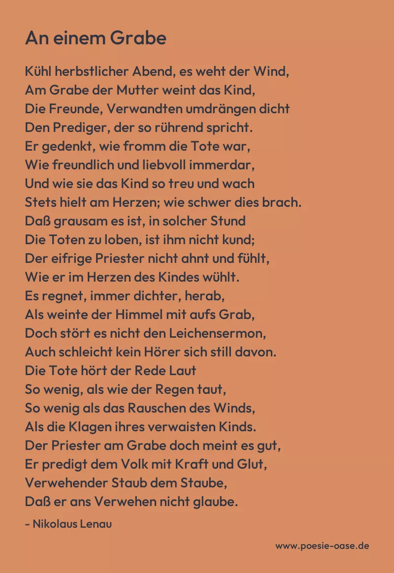 Gedicht: An einem Grabe von Nikolaus Lenau