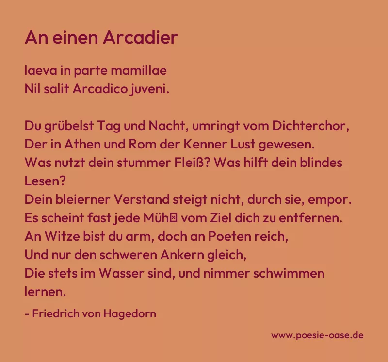 Gedicht: An einen Arcadier von Friedrich von Hagedorn