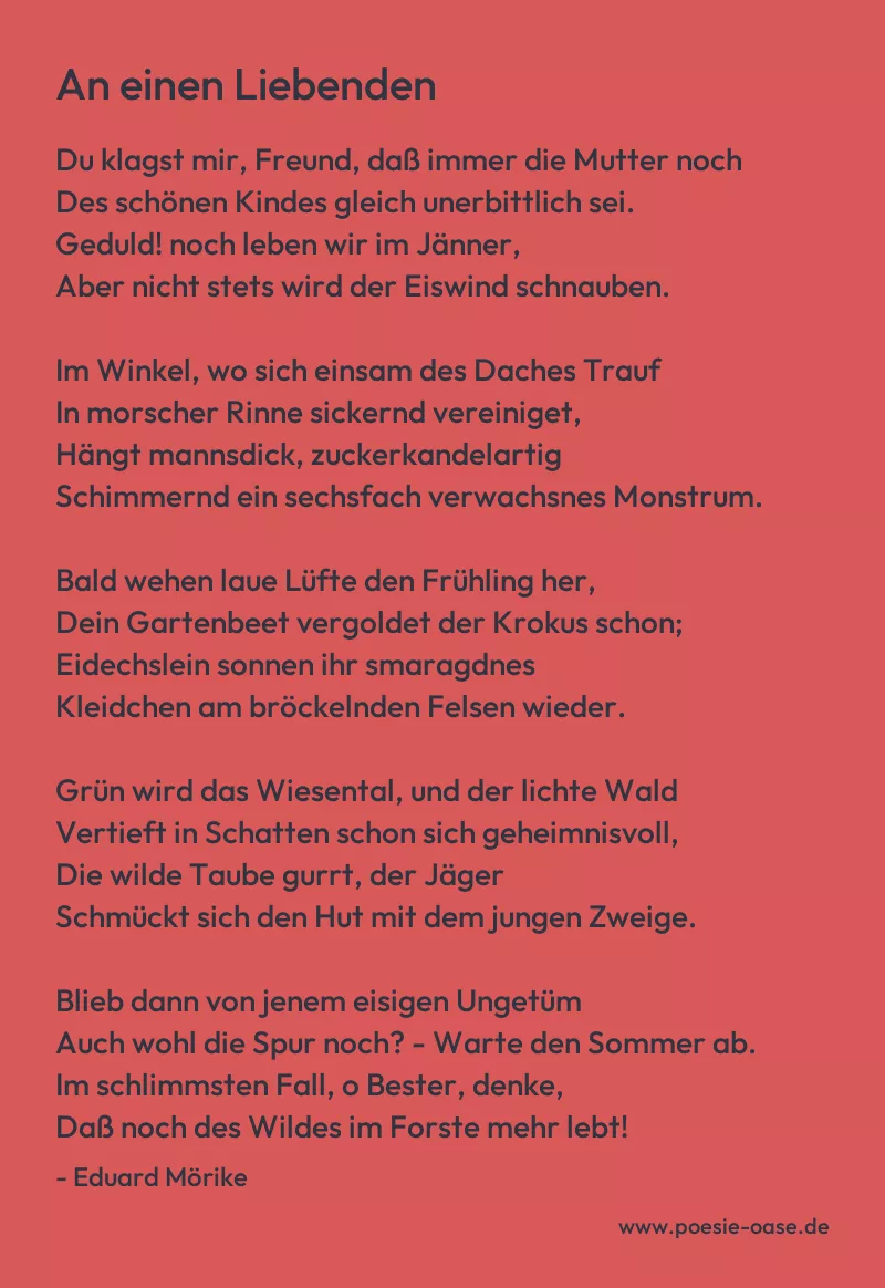 Gedicht: An einen Liebenden von Eduard Mörike