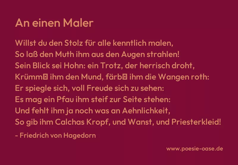 Gedicht: An einen Maler von Friedrich von Hagedorn