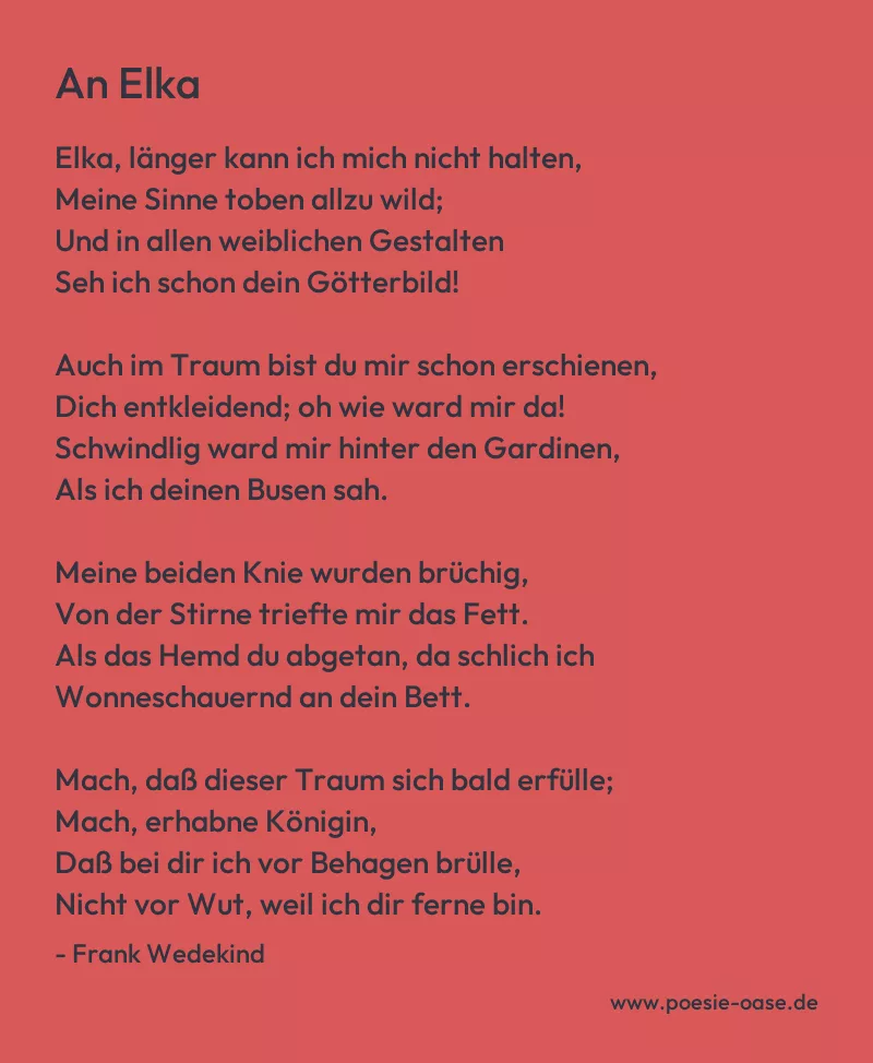 Gedicht: An Elka von Frank Wedekind