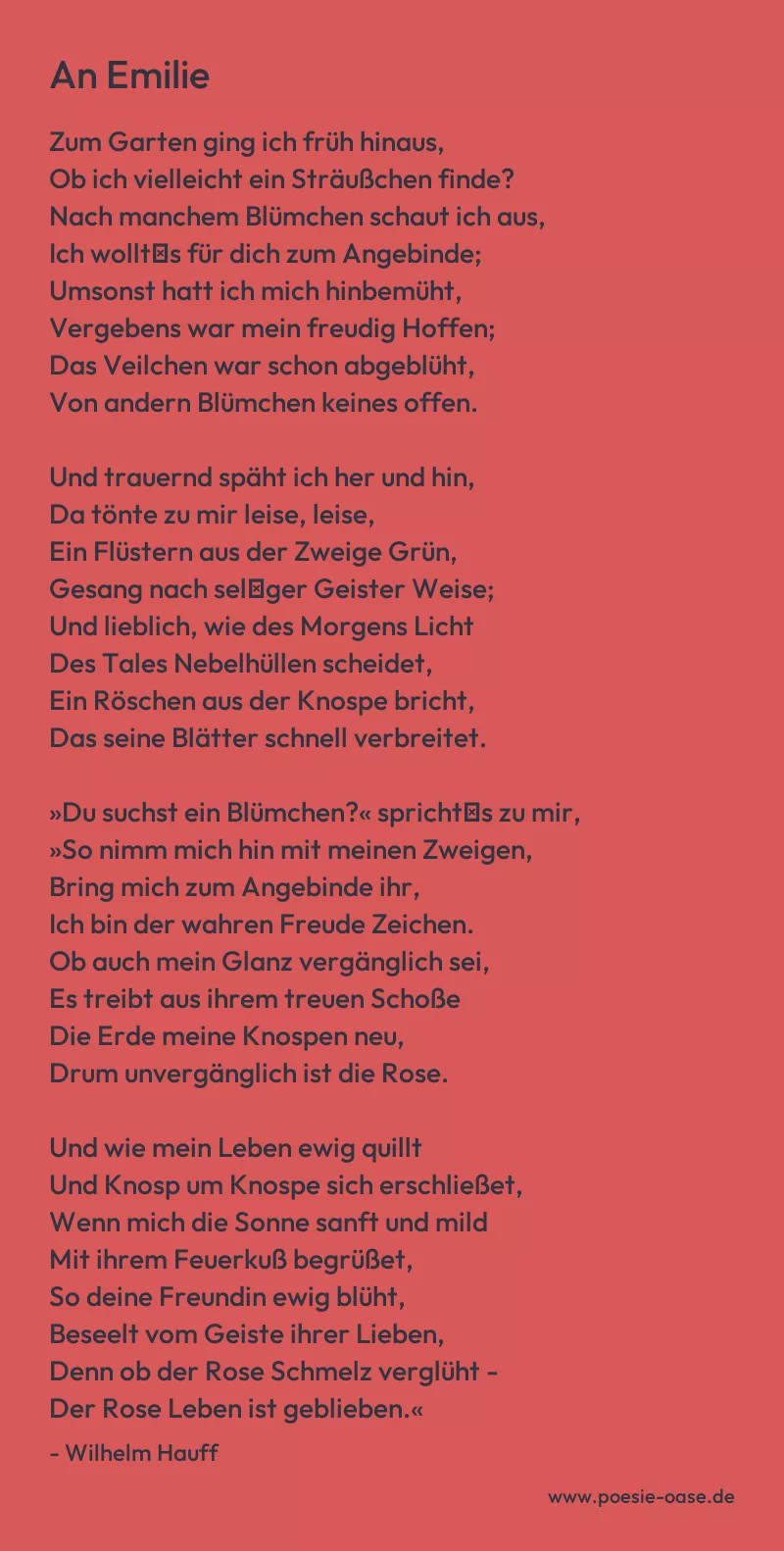 Gedicht: An Emilie von Wilhelm Hauff