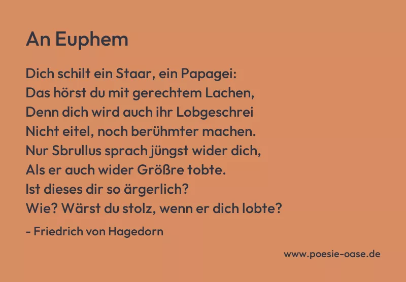 Gedicht: An Euphem von Friedrich von Hagedorn