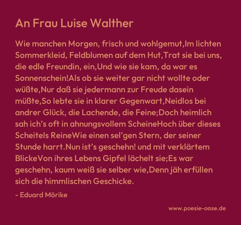 Gedicht: An Frau Luise Walther von Eduard Mörike