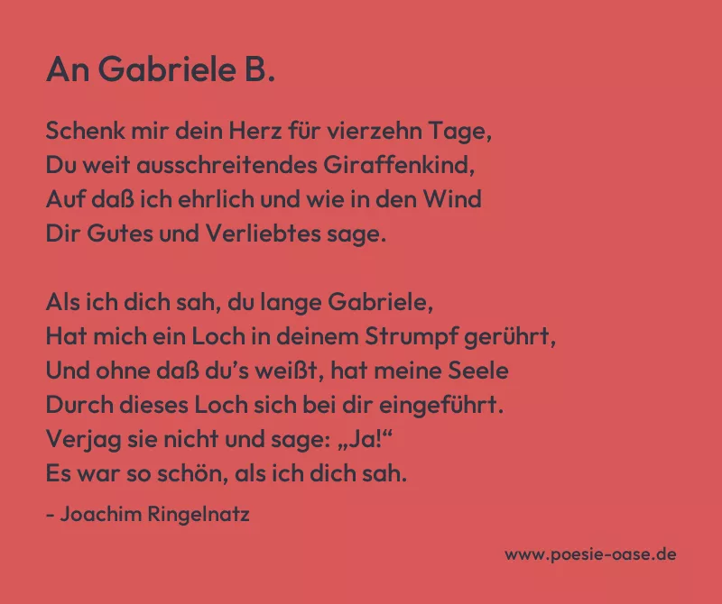 Gedicht: An Gabriele B. von Joachim Ringelnatz