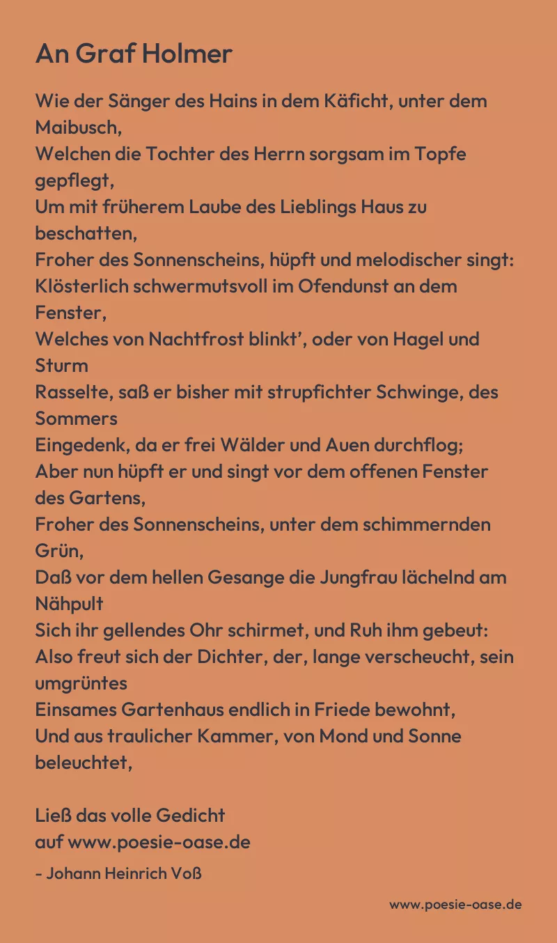 Gedicht: An Graf Holmer von Johann Heinrich Voß