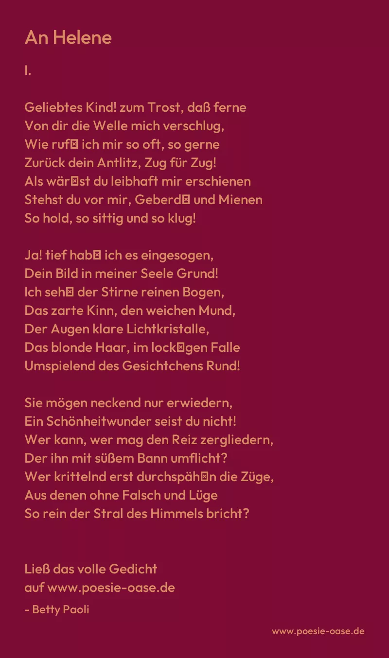 Gedicht: An Helene von Betty Paoli
