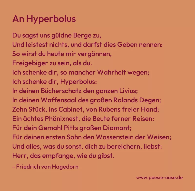 Gedicht: An Hyperbolus von Friedrich von Hagedorn