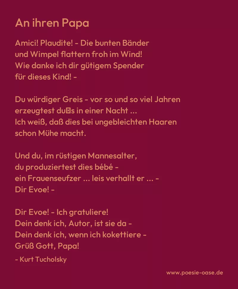 Gedicht: An ihren Papa von Kurt Tucholsky