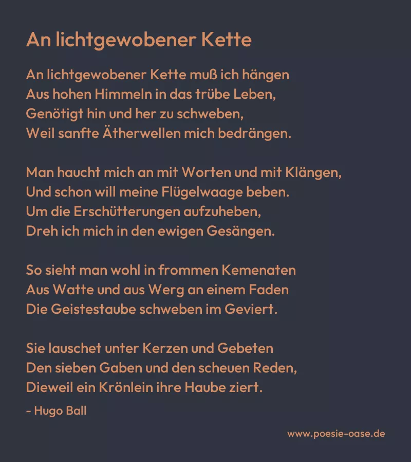 Gedicht: An lichtgewobener Kette von Hugo Ball