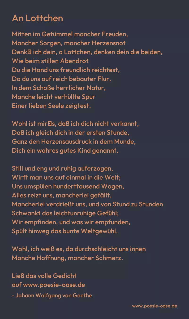 Gedicht: An Lottchen von Johann Wolfgang von Goethe