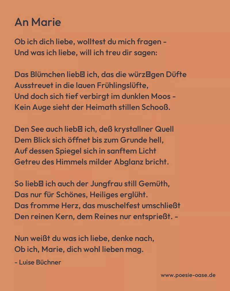 Gedicht: An Marie von Luise Büchner
