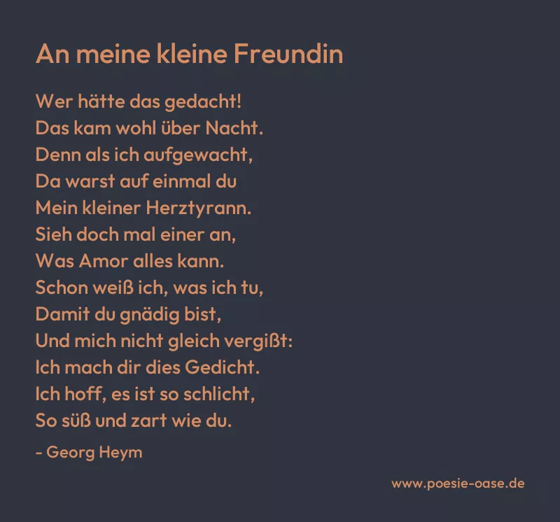 Gedicht: An meine kleine Freundin von Georg Heym