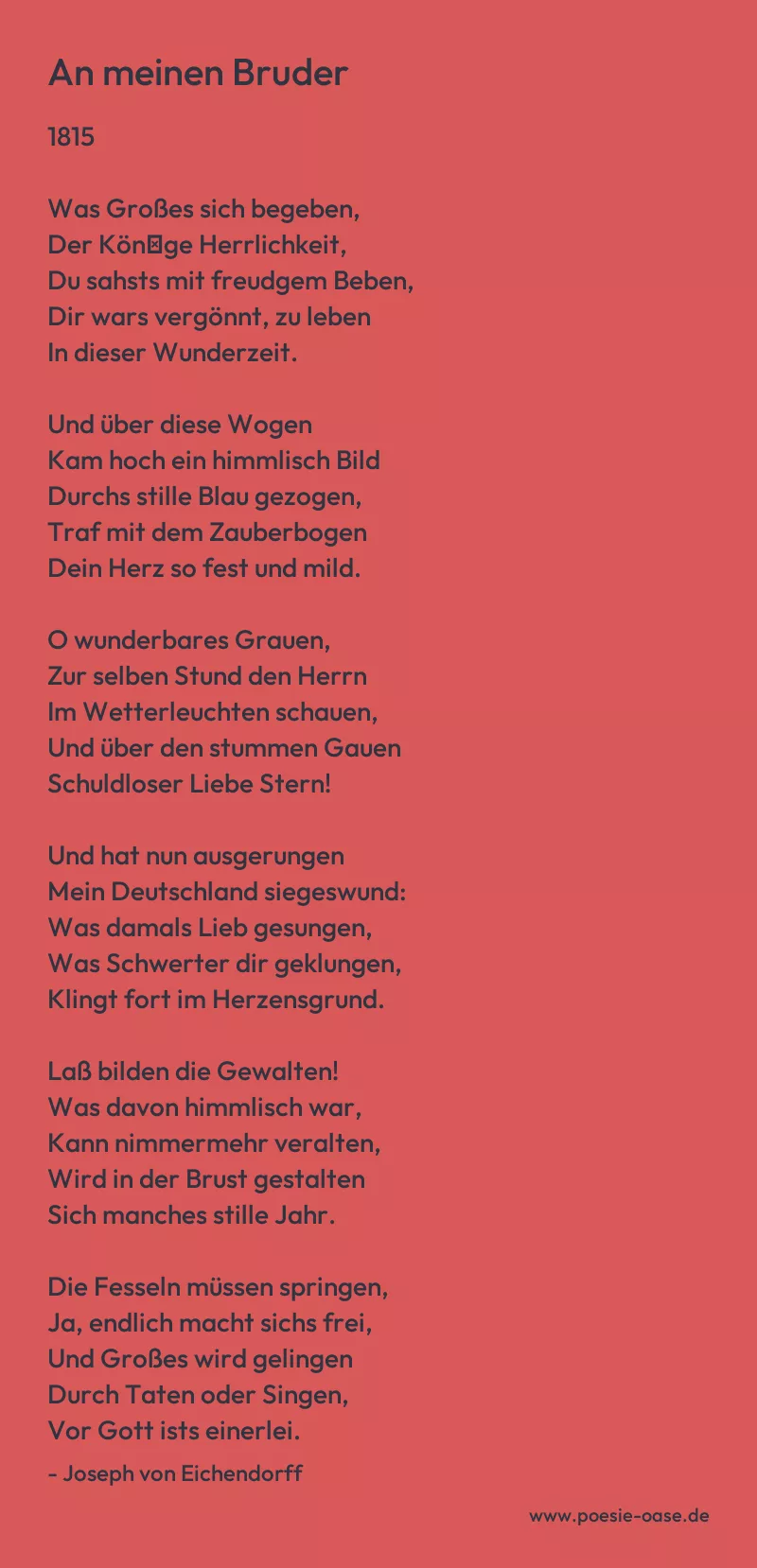 Gedicht: An meinen Bruder von Joseph von Eichendorff