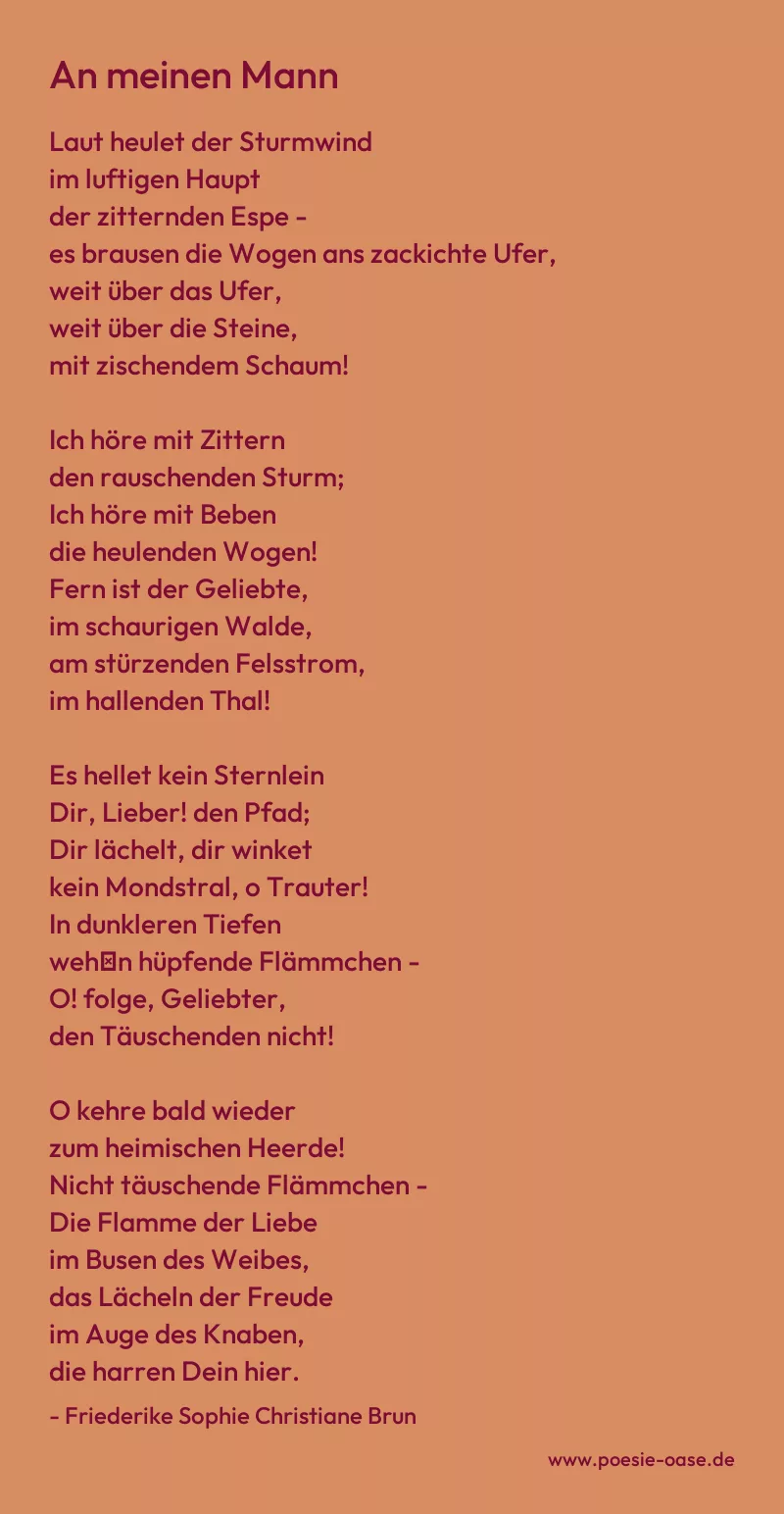 Gedicht: An meinen Mann von Friederike Sophie Christiane Brun