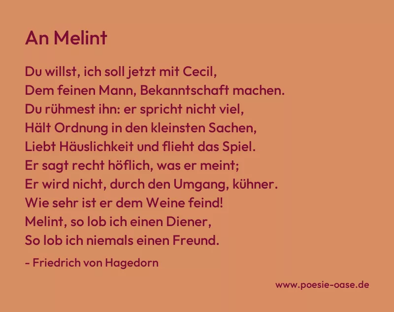 Gedicht: An Melint von Friedrich von Hagedorn