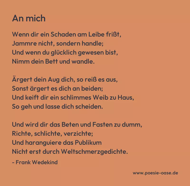 Gedicht: An mich von Frank Wedekind
