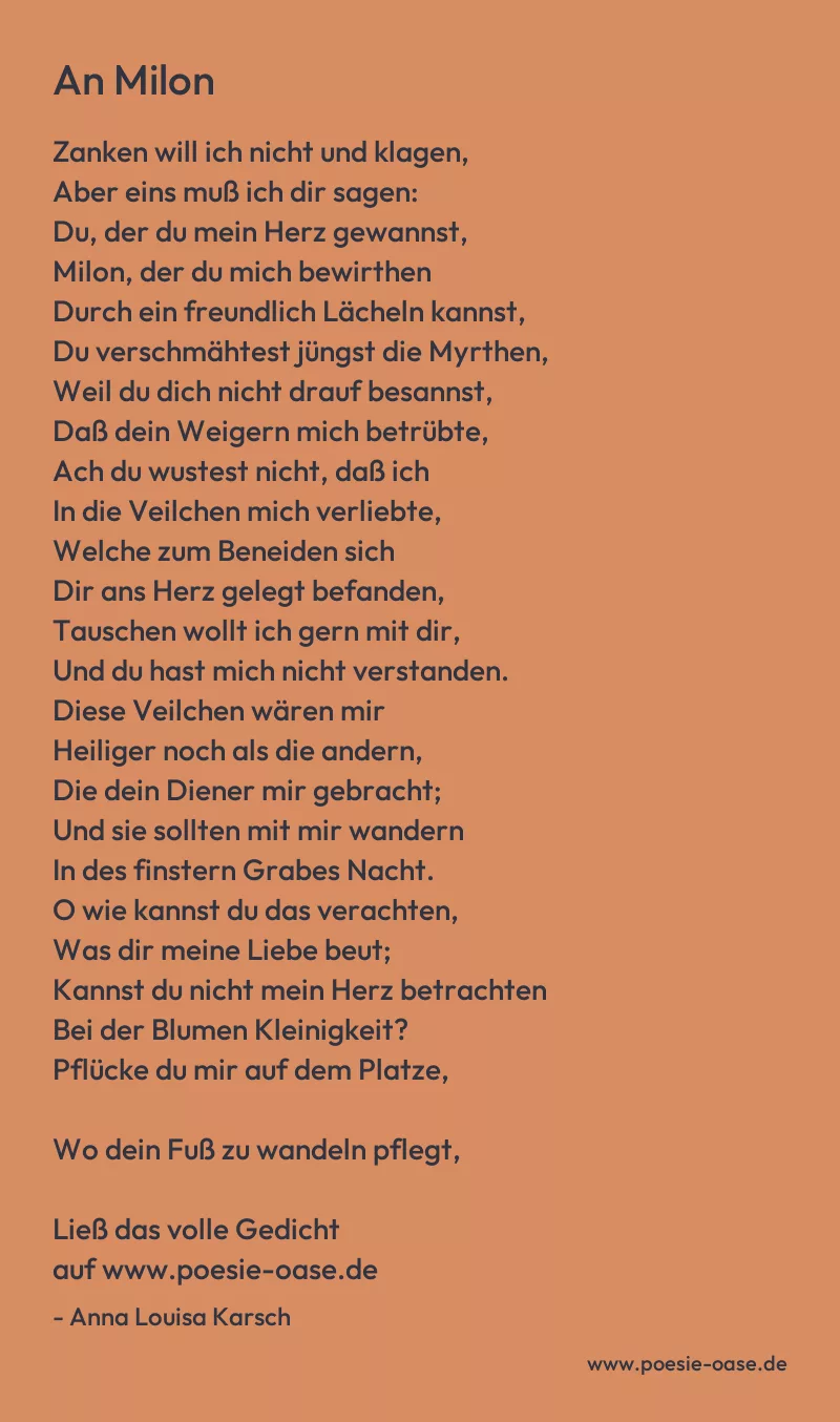 Gedicht: An Milon von Anna Louisa Karsch