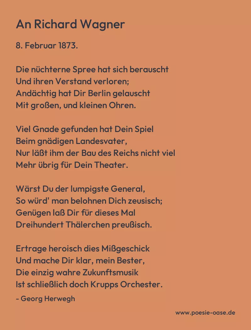 Gedicht: An Richard Wagner von Georg Herwegh