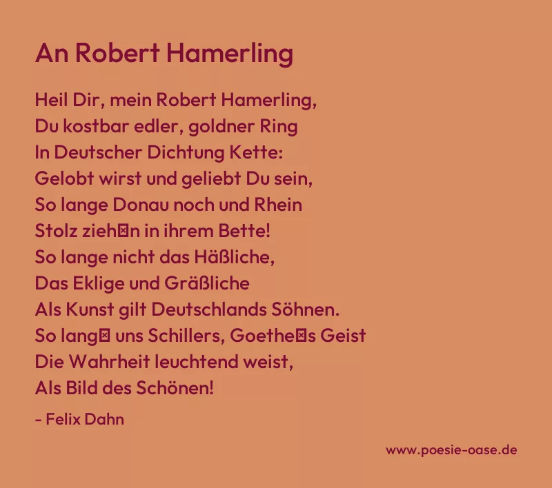 Gedicht: An Robert Hamerling von Felix Dahn