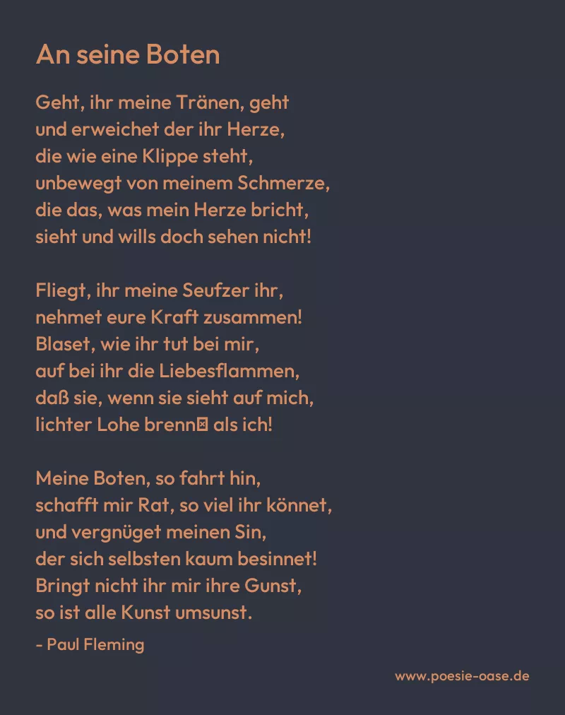 Gedicht: An seine Boten von Paul Fleming
