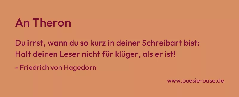 Gedicht: An Theron von Friedrich von Hagedorn