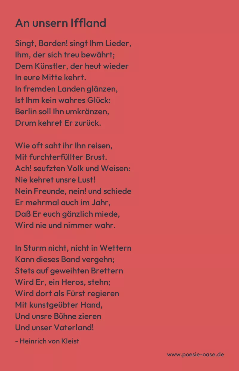 Gedicht: An unsern Iffland von Heinrich von Kleist