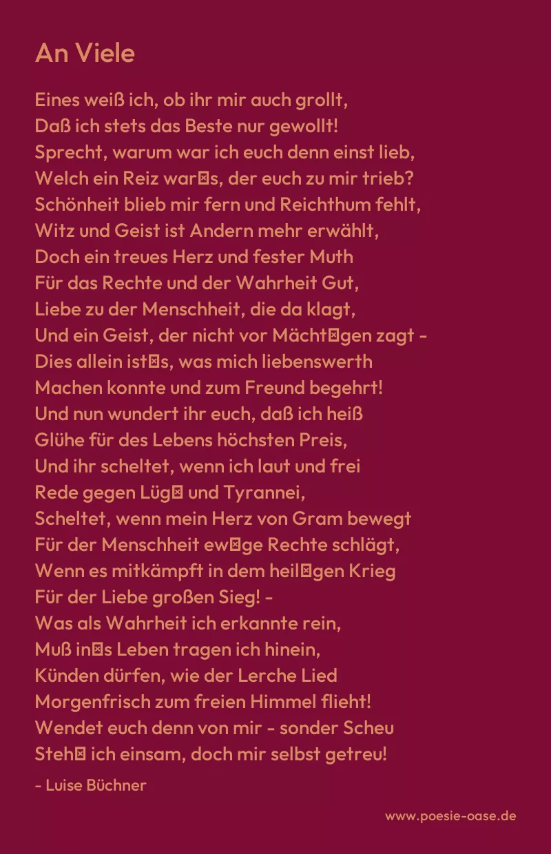 Gedicht: An Viele von Luise Büchner