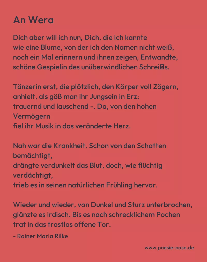 Gedicht: An Wera von Rainer Maria Rilke